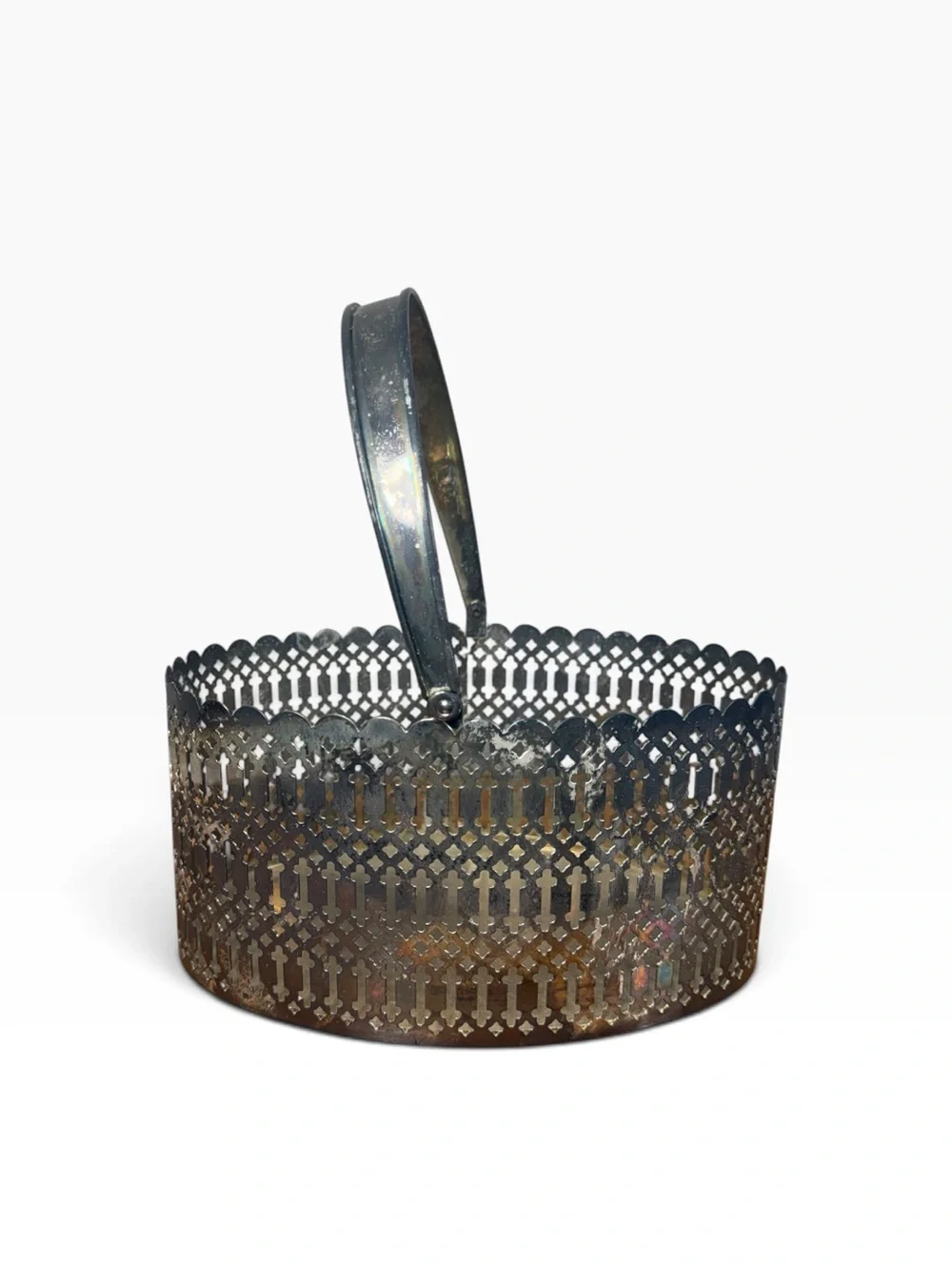 Silver Plated Decorative Basket with Handle